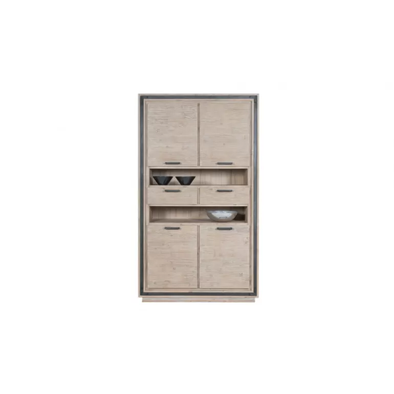 Armoire 4 portes en bois massif d'Acacia et métal brossé - Amylton H200<Meubles Moss Sale