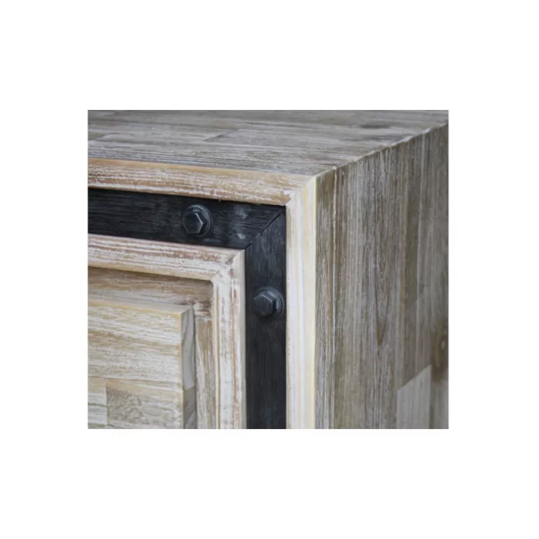 Armoire 4 portes en bois massif d'Acacia et métal brossé - Amylton H200<Meubles Moss Sale