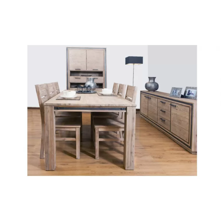 Armoire 4 portes en bois massif d'Acacia et métal brossé - Amylton H200<Meubles Moss Sale