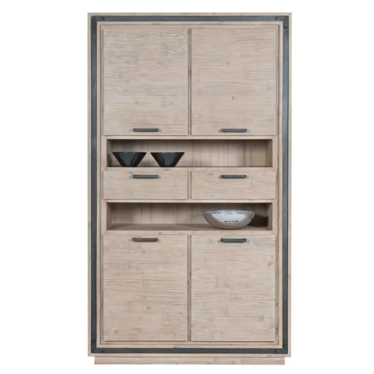 Armoire 4 portes en bois massif d'Acacia et métal brossé - Amylton H200<Meubles Moss Sale