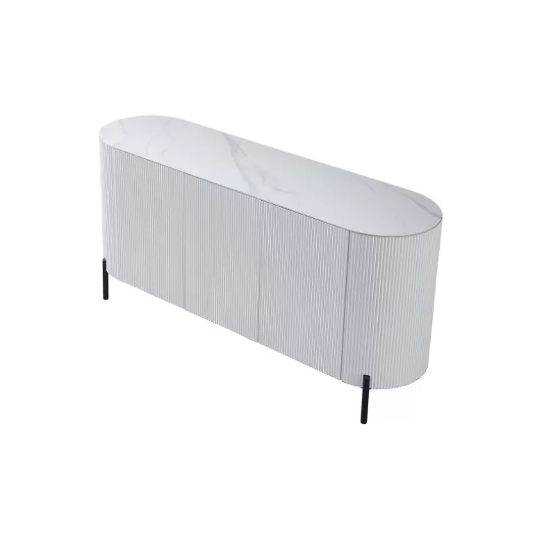 Bahut / Buffet 3 portes plateau céramique mat effet marbre - Aubrey 165cm<Meubles Moss Outlet