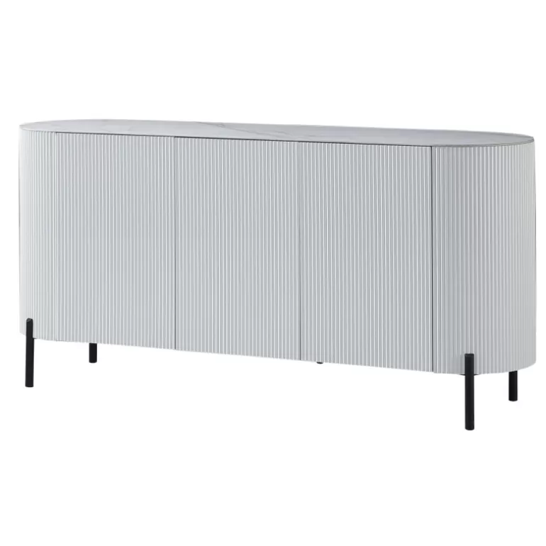 Bahut / Buffet 3 portes plateau céramique mat effet marbre - Aubrey 165cm<Meubles Moss Outlet