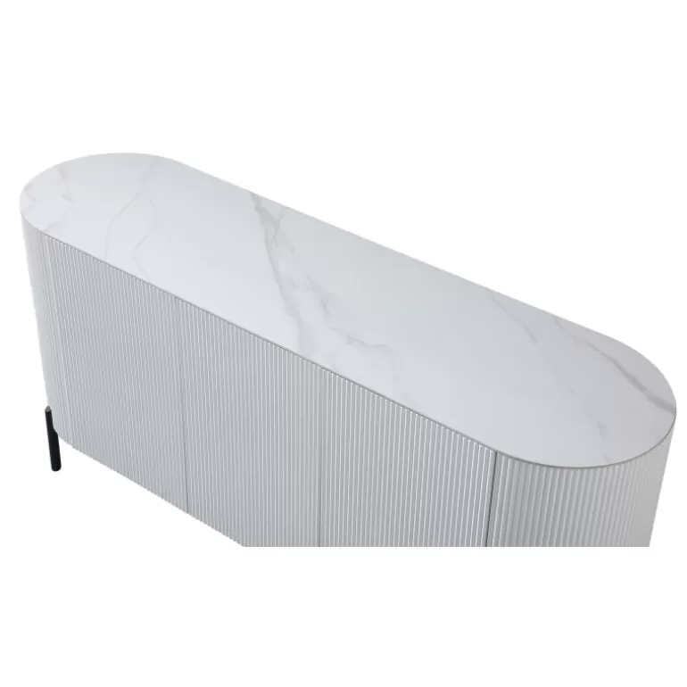 Bahut / Buffet 3 portes plateau céramique mat effet marbre - Aubrey 165cm<Meubles Moss Outlet