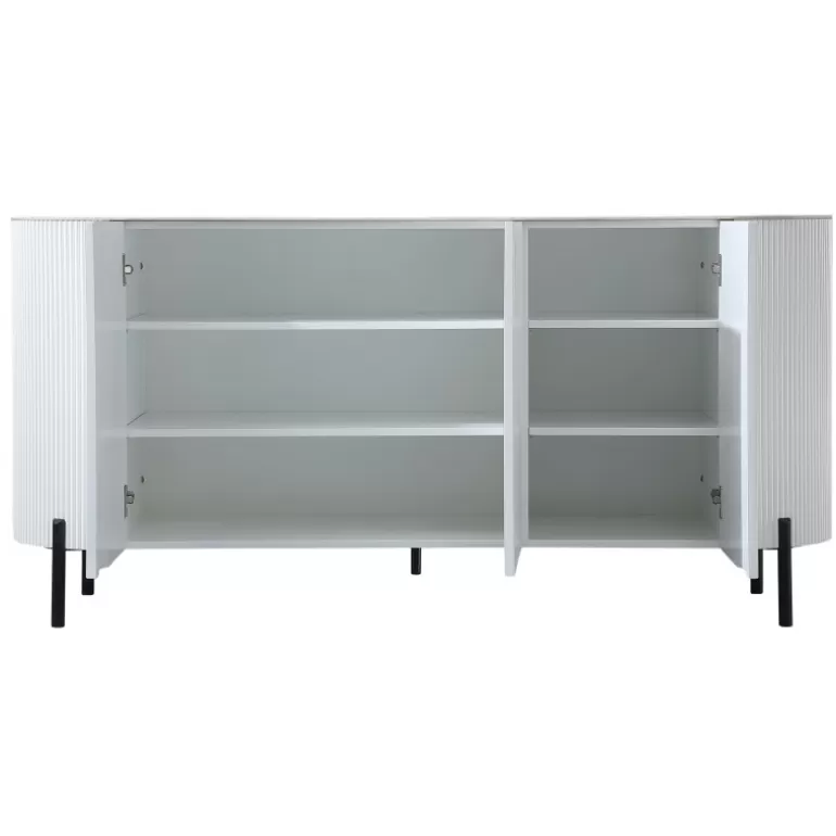 Bahut / Buffet 3 portes plateau céramique mat effet marbre - Aubrey 165cm<Meubles Moss Outlet