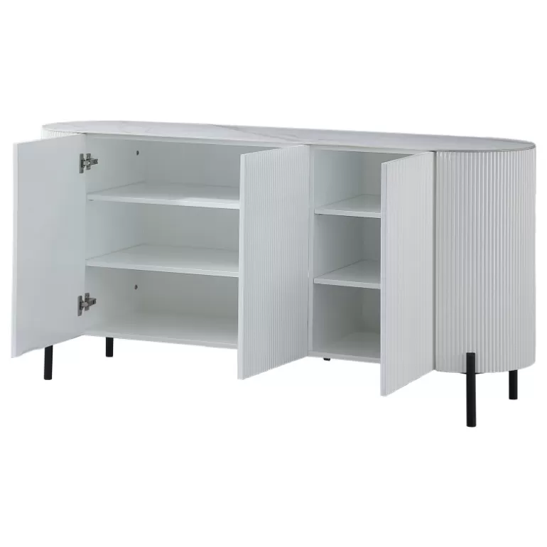 Bahut / Buffet 3 portes plateau céramique mat effet marbre - Aubrey 165cm<Meubles Moss Outlet