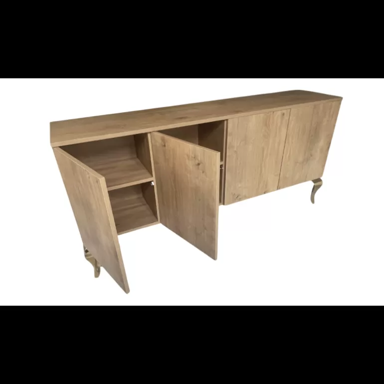 Bahut design 4 portes pieds dorés - Betty BOIS 180cm<Meubles Moss Flash Sale