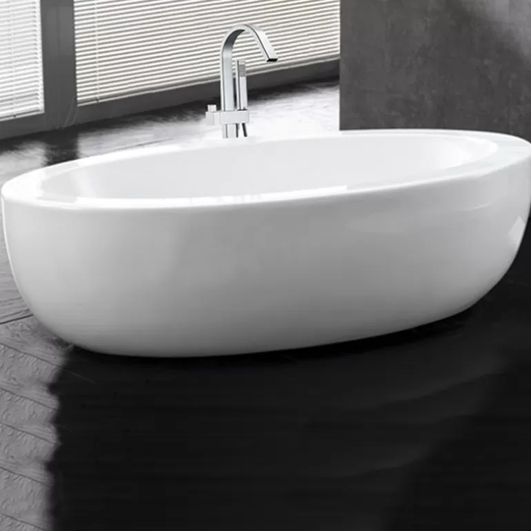 Baignoire ilot ovale design blanche Basilia<Meubles Moss Hot