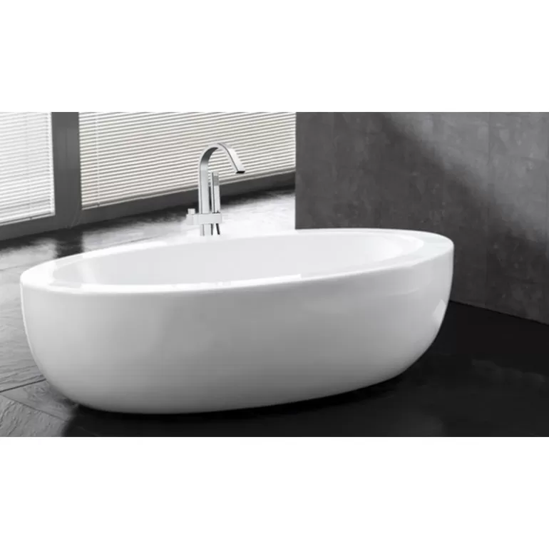 Baignoire ilot ovale design blanche Basilia<Meubles Moss Hot