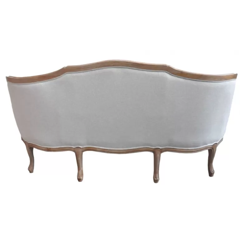 Banquette 3 places tissu style Louis XV couleur lin - Carlita<Meubles Moss Store