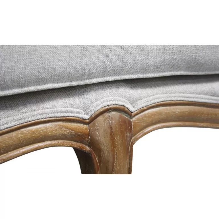 Banquette 3 places tissu style Louis XV couleur lin - Carlita<Meubles Moss Store