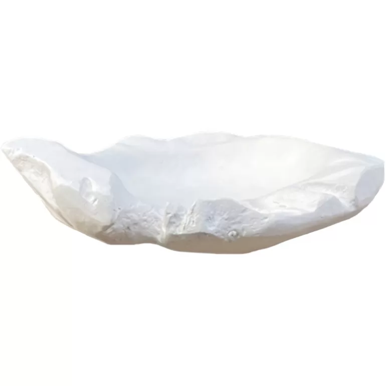 Bol décoratif / Vide poche en bois de teck massif Diamètre 50 cm blanc - Eros<Meubles Moss Online