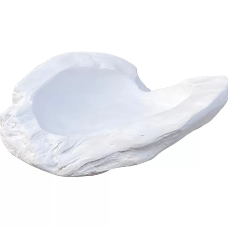 Bol décoratif / Vide poche en bois de teck massif Diamètre 50 cm blanc - Eros<Meubles Moss Online