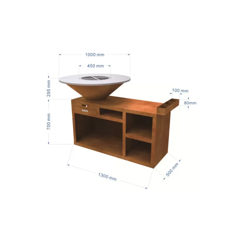 Brasero corten de cuisine pour extérieur - Kamin Karl 4<Meubles Moss Online