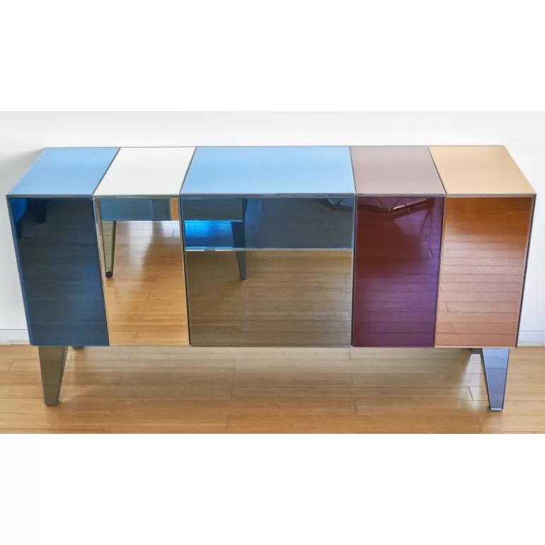 Buffet / Bahut 3 portes miroirs multicolores - Mona 184cm<Meubles Moss Shop