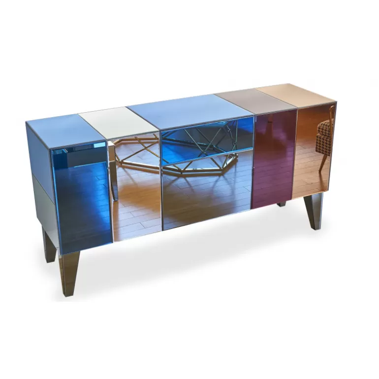 Buffet / Bahut 3 portes miroirs multicolores - Mona 184cm<Meubles Moss Shop