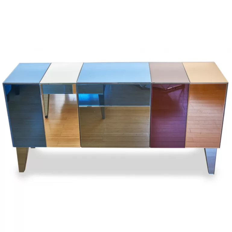 Buffet / Bahut 3 portes miroirs multicolores - Mona 184cm<Meubles Moss Shop