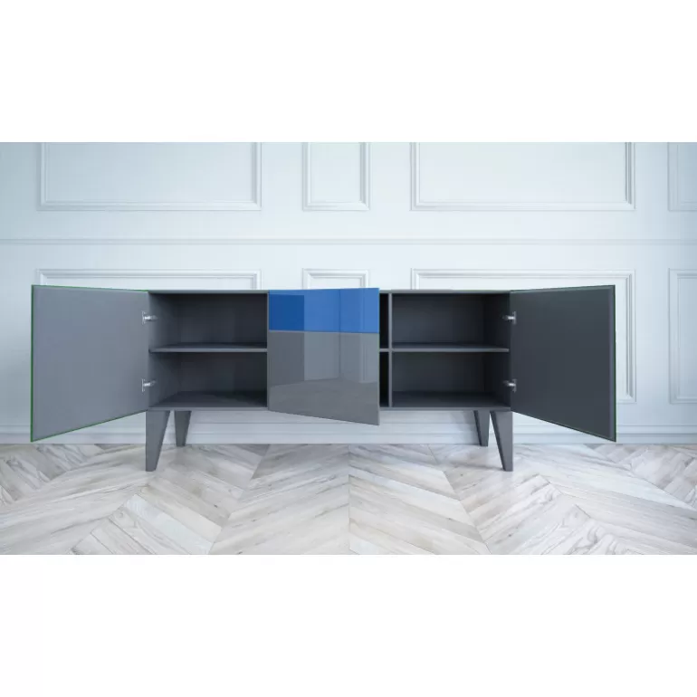 Buffet / Bahut 3 portes miroirs multicolores - Mona 184cm<Meubles Moss Shop