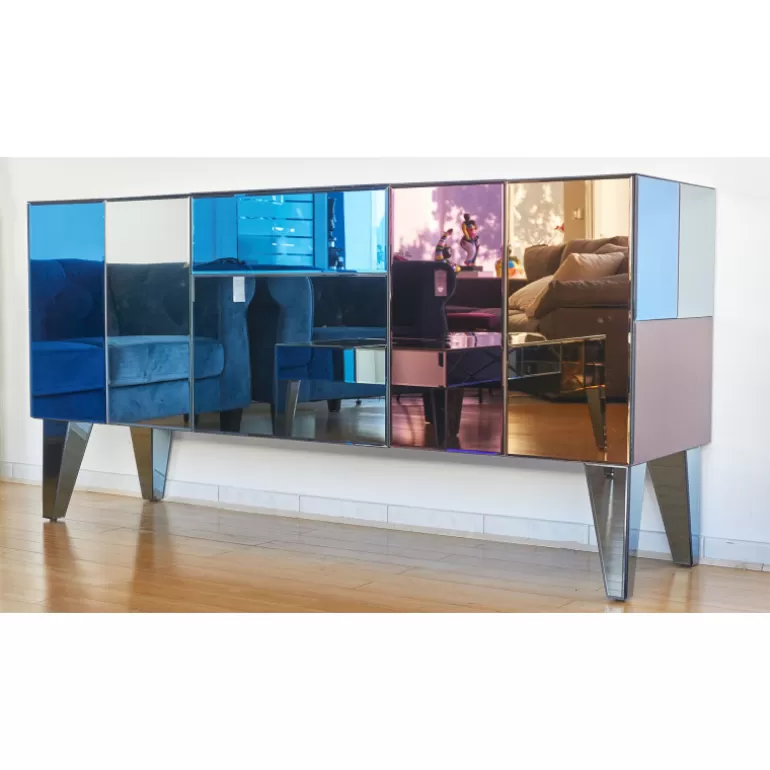 Buffet / Bahut 3 portes miroirs multicolores - Mona 184cm<Meubles Moss Shop