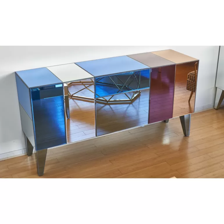 Buffet / Bahut 3 portes miroirs multicolores - Mona 184cm<Meubles Moss Shop