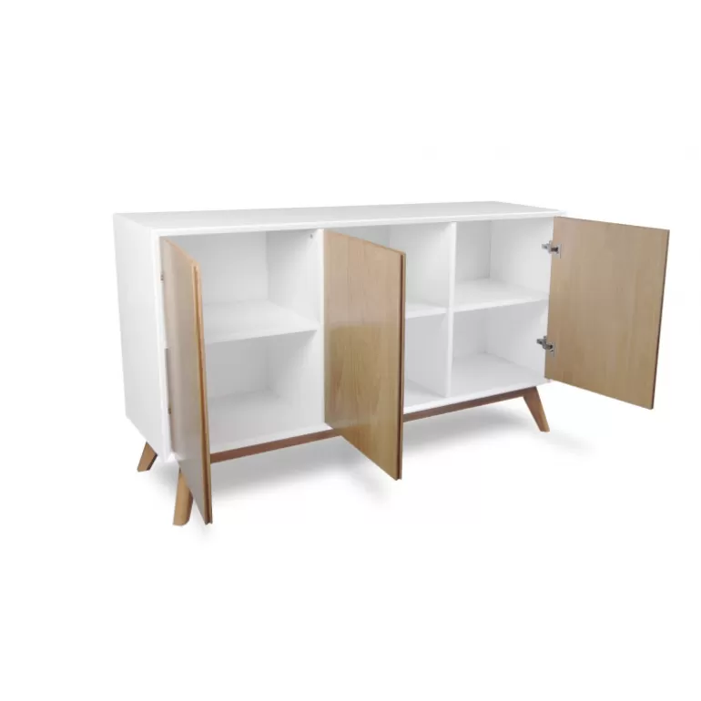 Buffet / Bahut 3 portes scandinave blanc mat - Panzos 154cm<Meubles Moss Best Sale