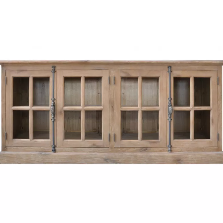 Buffet / Bahut 4 portes vitrées bois massif - Avignon 190cm<Meubles Moss Discount
