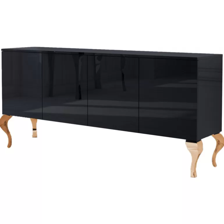Buffet / Bahut design 4 portes laqué baroque pieds dorés - Betty Dorée 180cm<Meubles Moss Cheap