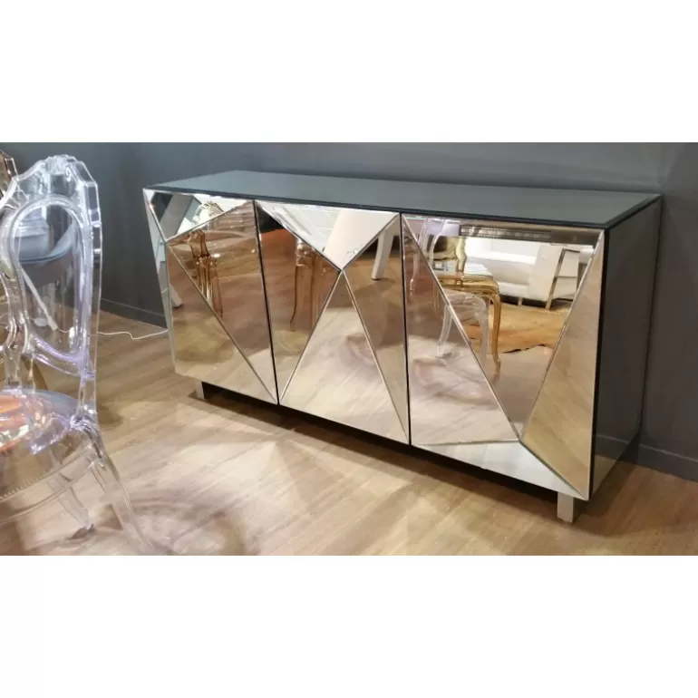 Buffet / Bahut miroir 3 portes design - Kirby 153cm<Meubles Moss Fashion