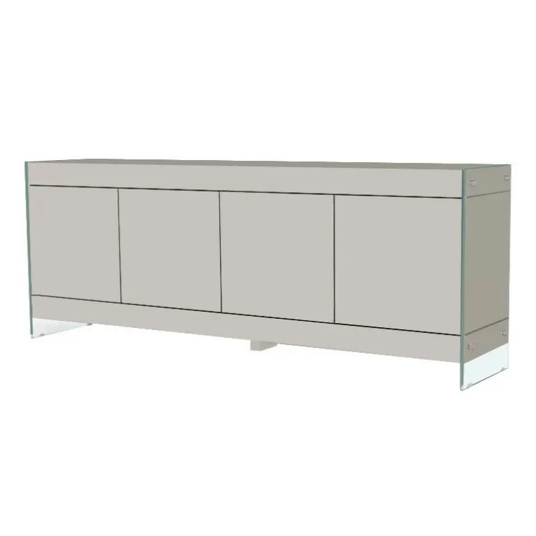 Buffet 4 portes design avec pied en verre - Crystalline<Meubles Moss Shop