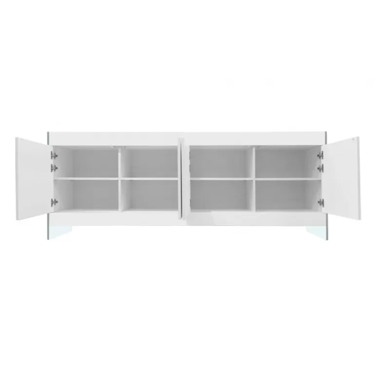 Buffet 4 portes design avec pied en verre - Crystalline<Meubles Moss Shop