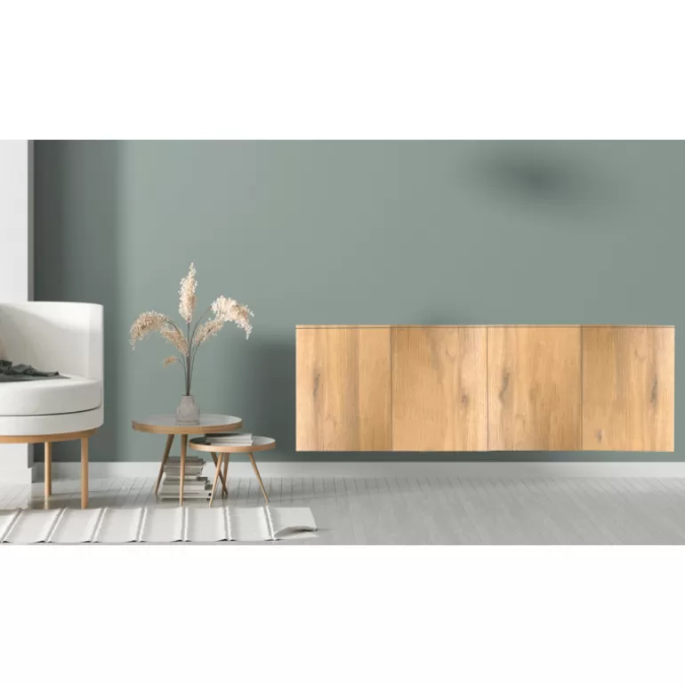 Buffet design 1 porte 4 tiroirs pieds en verre - Crystalline<Meubles Moss Clearance