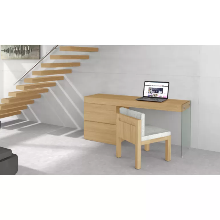 Bureau coiffeuse design et sa chaise - Crystalline 160cm<Meubles Moss Store