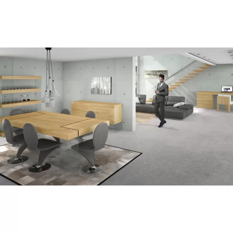 Bureau coiffeuse design et sa chaise - Crystalline 160cm<Meubles Moss Store