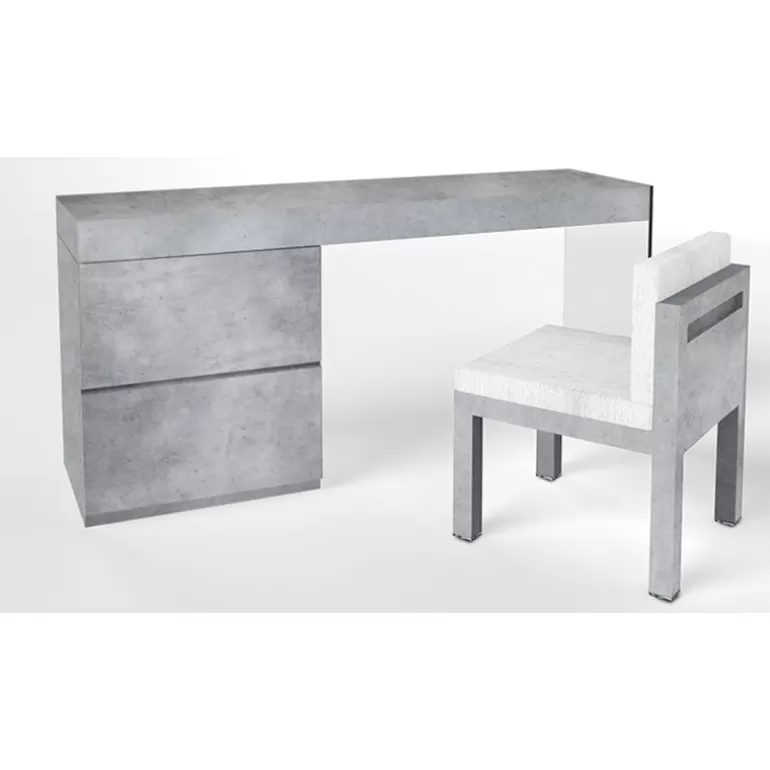 Bureau coiffeuse effet et sa chaise - Crystalline 160cm<Meubles Moss Online