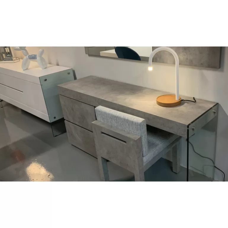 Bureau coiffeuse effet et sa chaise - Crystalline 160cm<Meubles Moss Online