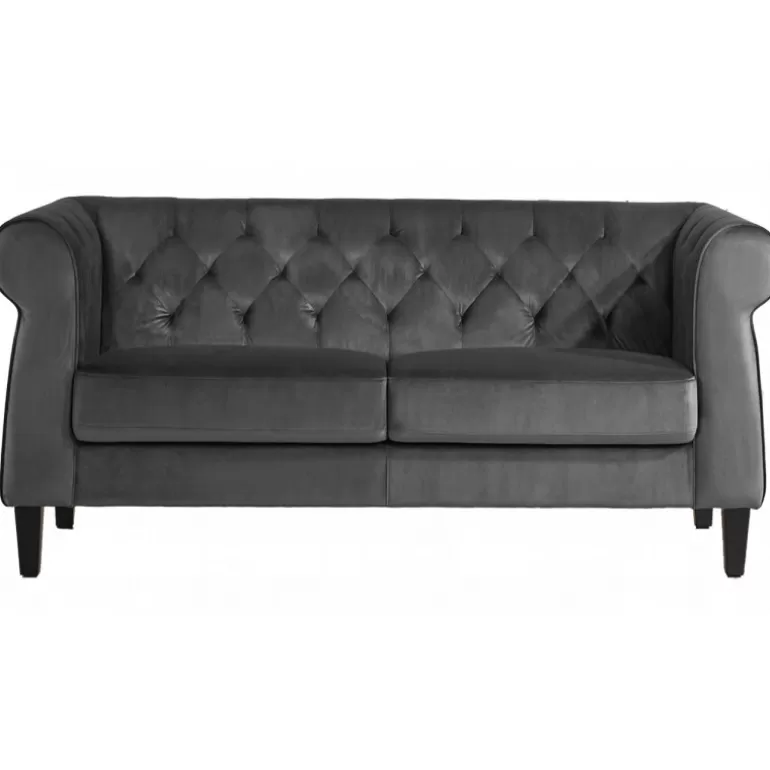 Canapé 2 places chesterfield capitonné en velours - Eriko<Meubles Moss Store
