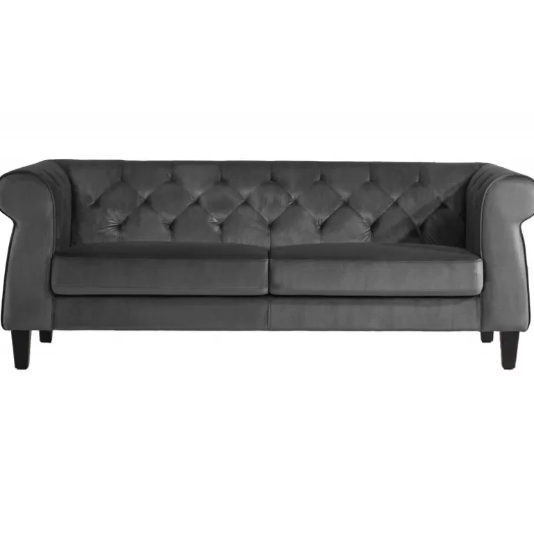 Canapé 3 places chesterfield capitonné en velours - Eriko<Meubles Moss Outlet