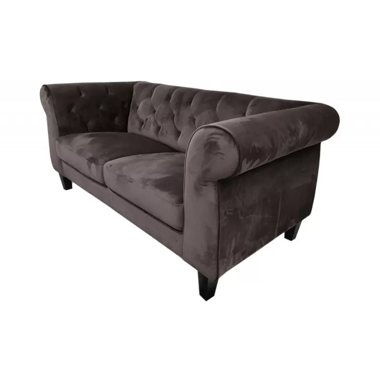 Canapé 2 places chesterfield capitonné en velours - Eriko<Meubles Moss New