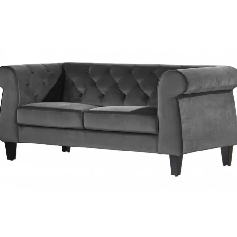 Canapé 2 places chesterfield capitonné en velours - Eriko<Meubles Moss Store