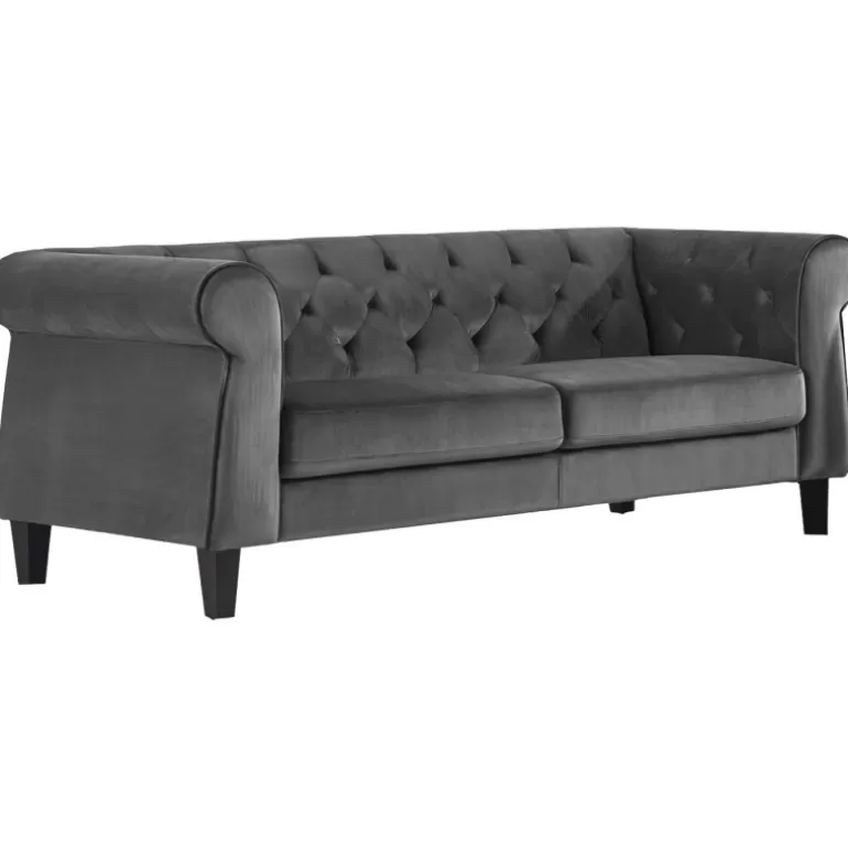 Canapé 3 places chesterfield capitonné en velours - Eriko<Meubles Moss Outlet