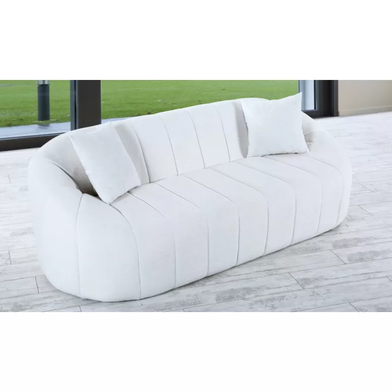 Canapé 3 places tissu boucle effet peau de mouton - Circe<Meubles Moss Flash Sale