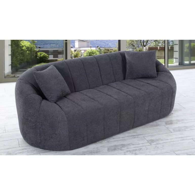Canapé 3 places tissu boucle effet peau de mouton - Circe<Meubles Moss Sale