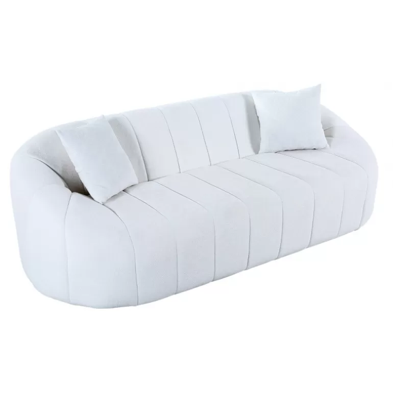 Canapé 3 places tissu boucle effet peau de mouton - Circe<Meubles Moss Flash Sale