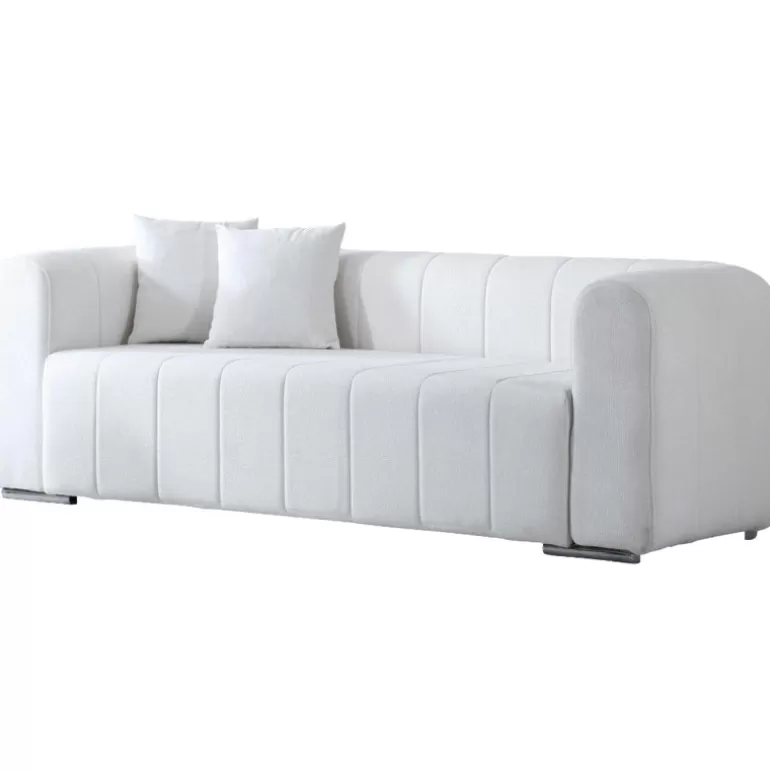 Canapé 3 places tissu boucle effet peau de mouton - Tripoli<Meubles Moss Online