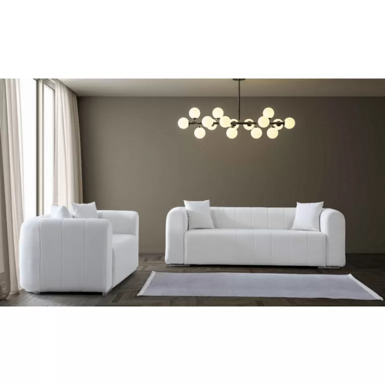 Canapé 2 places tissu boucle effet peau de mouton - Tripoli<Meubles Moss Clearance