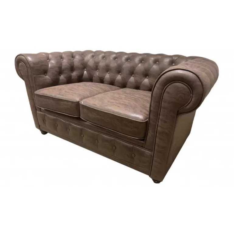 Canapé Chesterfield vintage 2 places aspect vieilli - Liverpool<Meubles Moss Sale