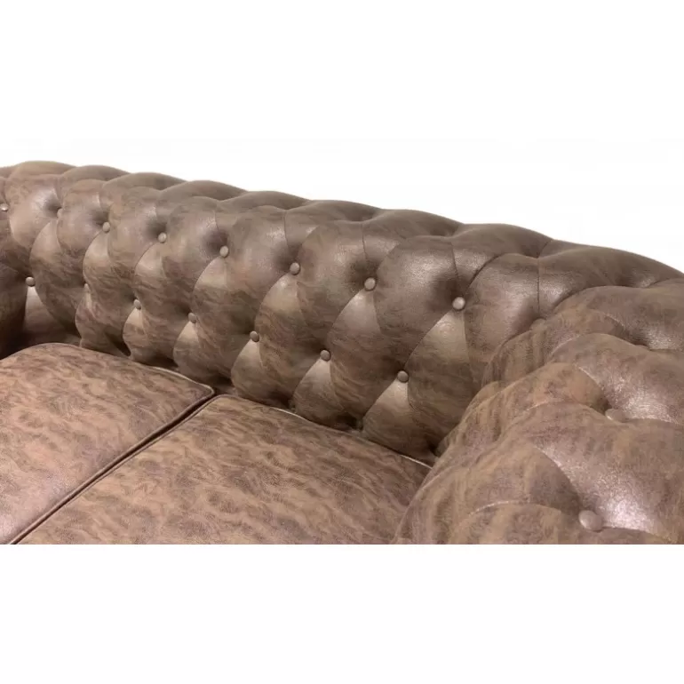 Canapé Chesterfield vintage 2 places aspect vieilli - Liverpool<Meubles Moss Sale
