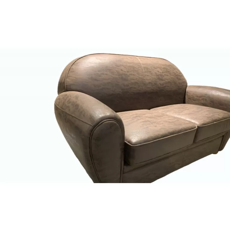 Canapé club 2 places vintage en microfibre aspect vieilli Jazzy<Meubles Moss Discount