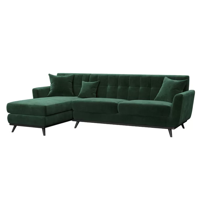 Canapé d'angle capitonné style scandinave en velours - Stockolm<Meubles Moss New