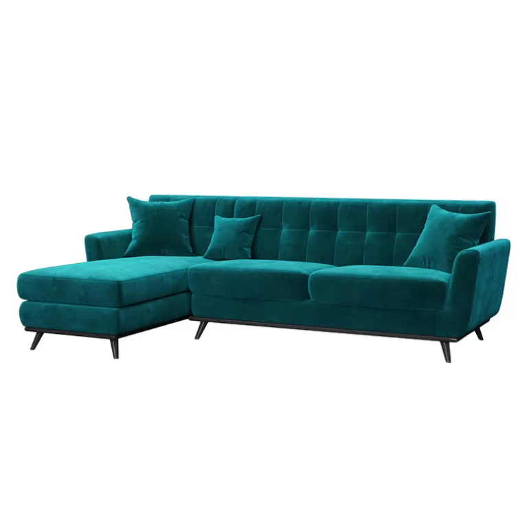 Canapé d'angle capitonné style scandinave en velours - Stockolm<Meubles Moss Best Sale