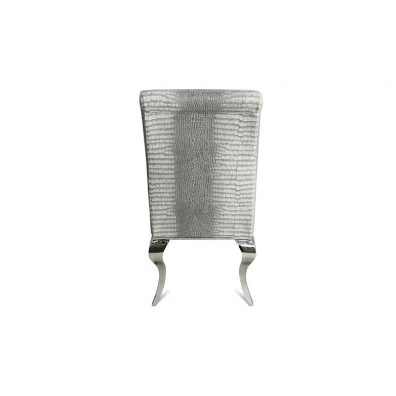 Chaise baroque en simili imitation croco et pieds chromés - Carmela<Meubles Moss Hot